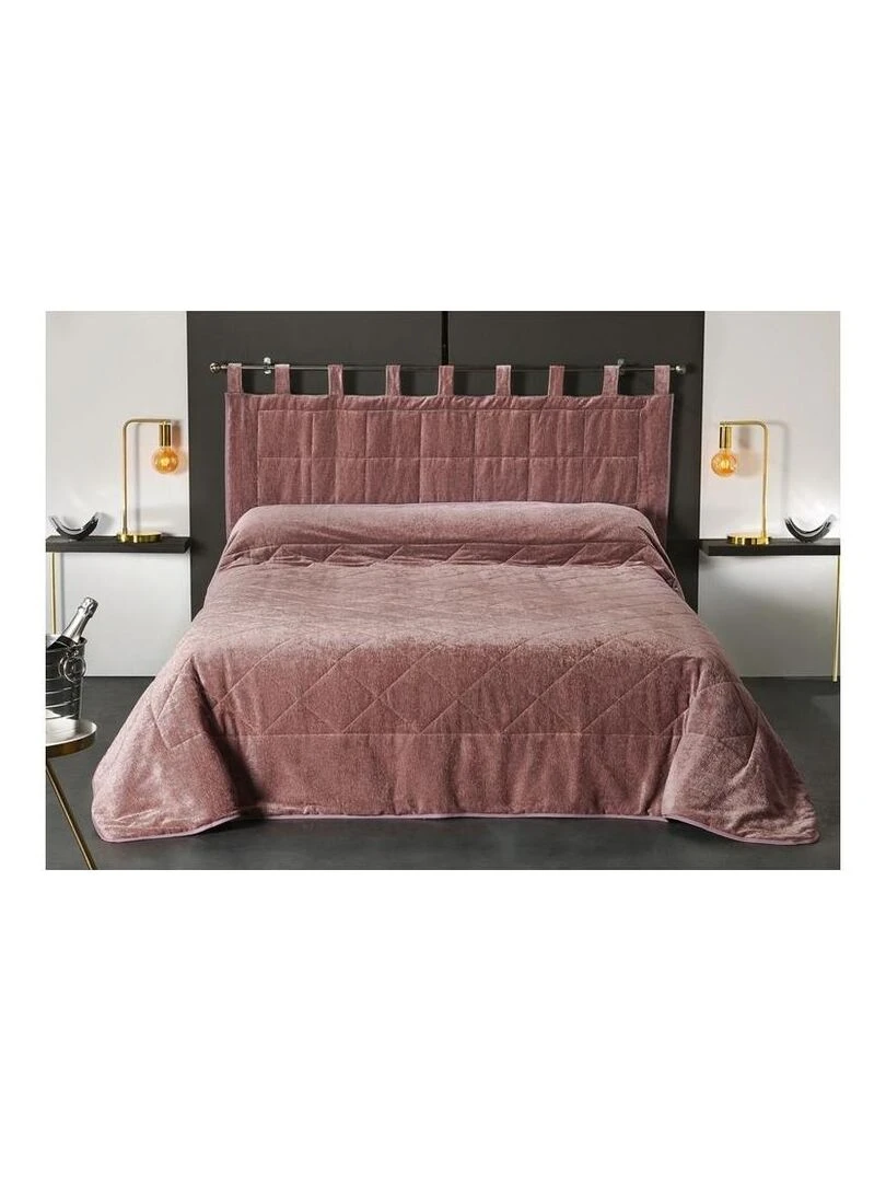Jeté de lit aspect velours Rose clair