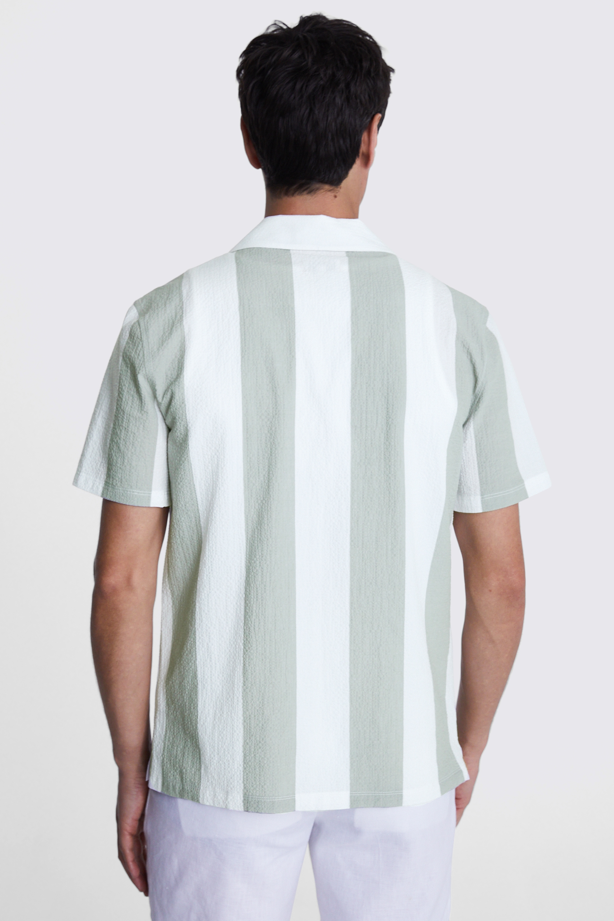 Sage Striped Seersucker Shirt   Buy Online at Moss