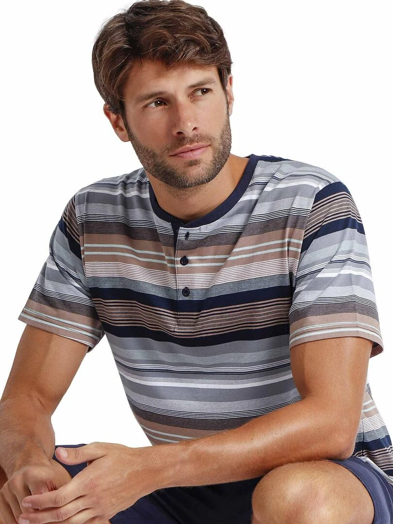 Pyjama short t shirt Mackenzie Antonio Miro   Bleu marine