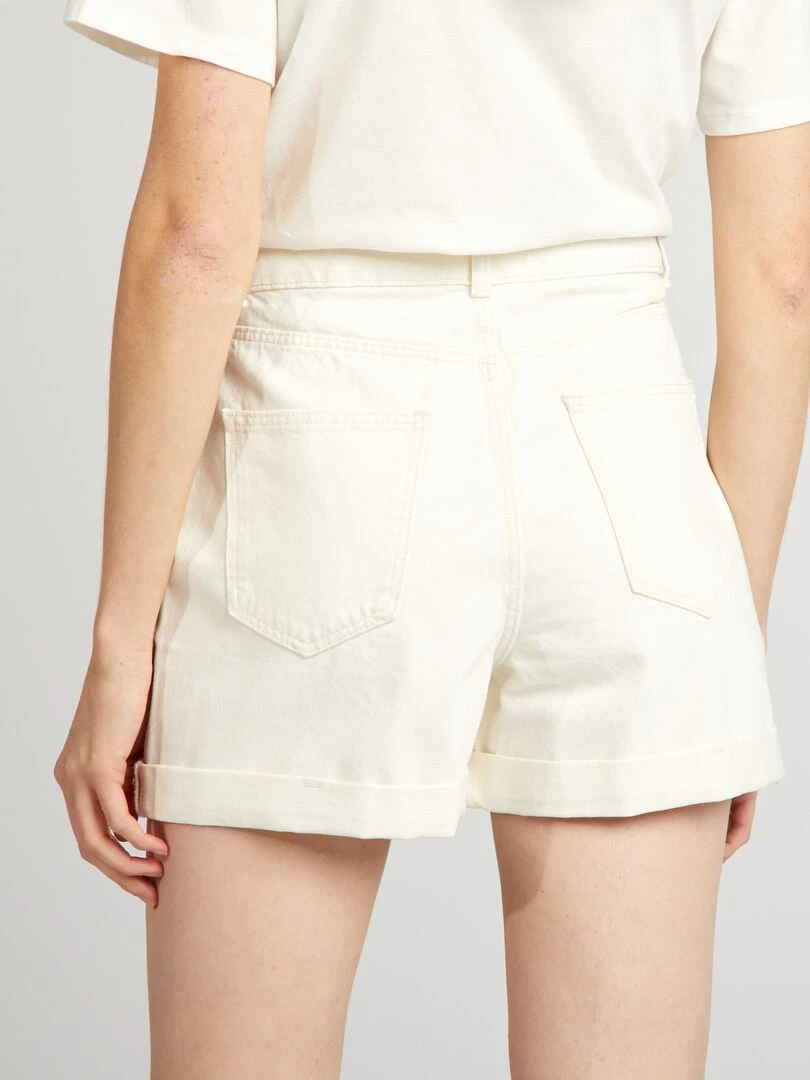 Short en denim taille haute   BLANC