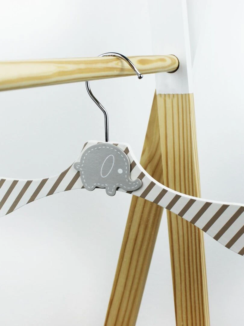 Lot de 10 cintres en bois pour bébé  enfant avec crochet pivotant    Monsieur Bébé   Blanc Marron