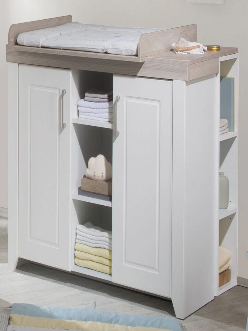 ROBA Commode à Langer "Felicia" – avec Plan Amovible – Style Maison de Campagne – Blanc Blanc Gris