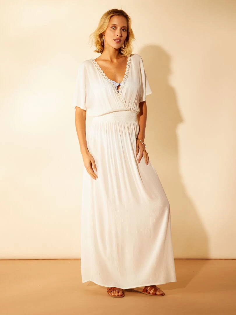 Robe de plage en maille crêpe blanc