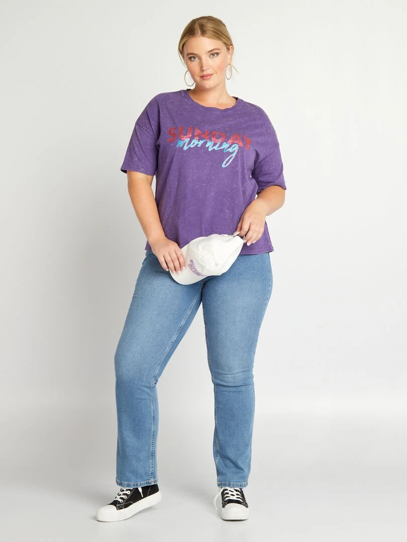 Tee shirt imprimé manches courtes Violet
