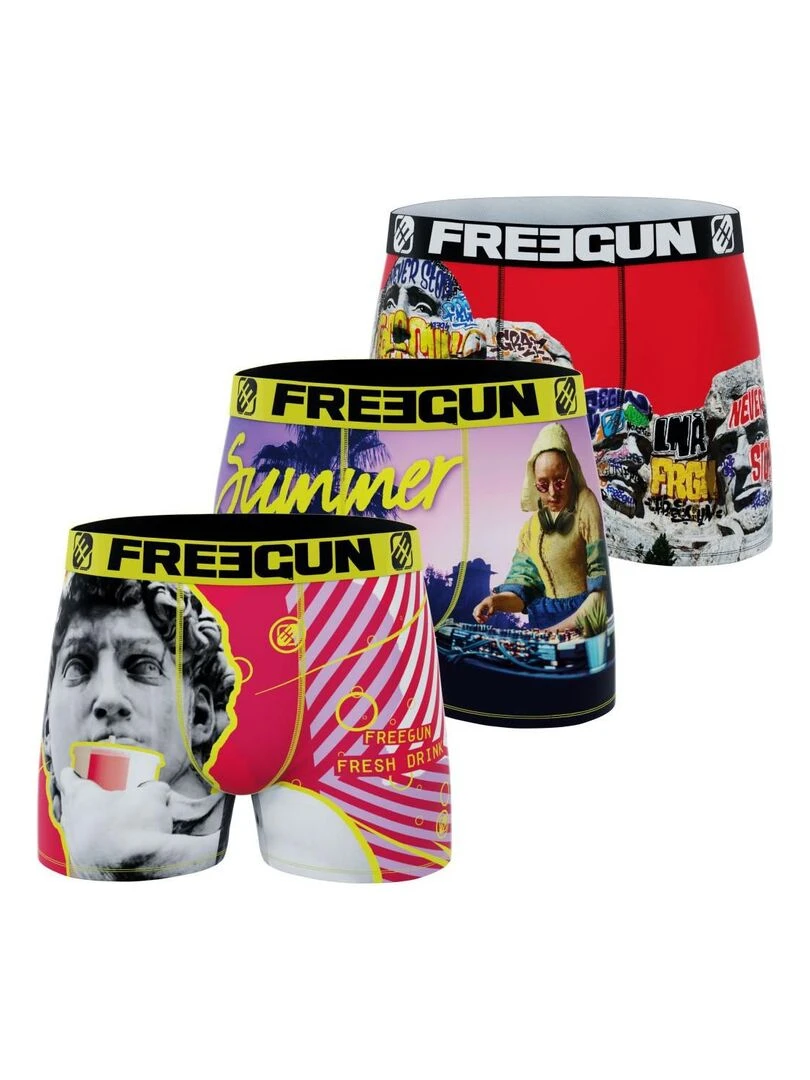 Lot de 3 boxers homme Summer Art Freegun Rouge
