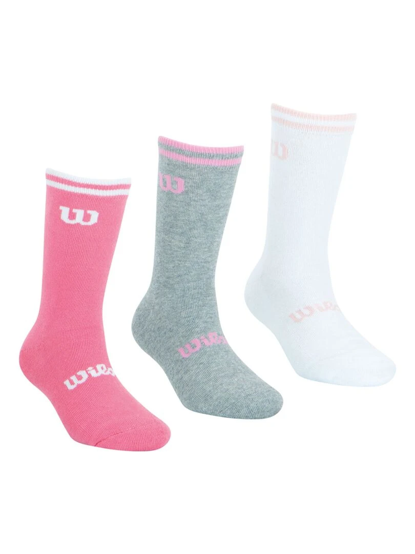 LOT DE 3 PAIRES DE CHAUSSETTES WILSON BLANC ROSE GRIS Rose