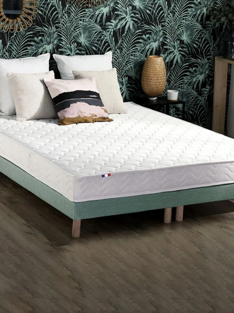 Ensemble Matelas accueil Latex 3 zones INITIAL Bi Confort Mousse & Latex + Sommier Sommier Vert Blanc Vert