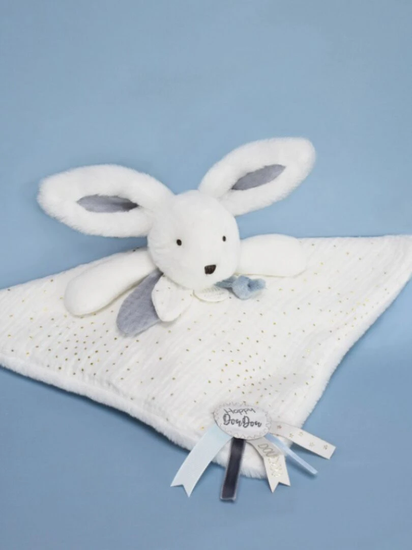 Doudou plat avec coffret lapin bleu Happy Glossy   N/A