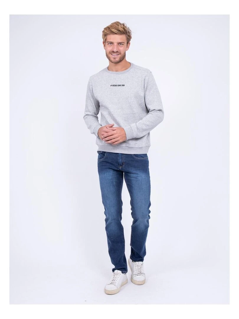 Sweat col rond WETTO   Gris chiné