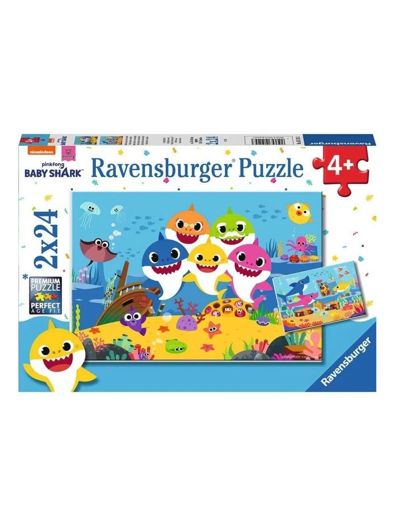 Puzzle 2 x 24 pièces : baby shark et sa famille N/A