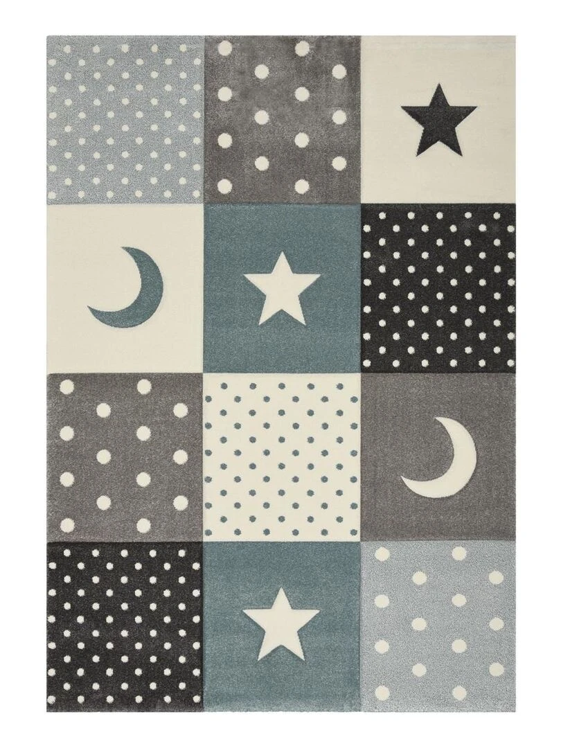 Tapis enfant MINIKIDS 2 en polypropylène doux et soyeux OEKO TEX® Bleu
