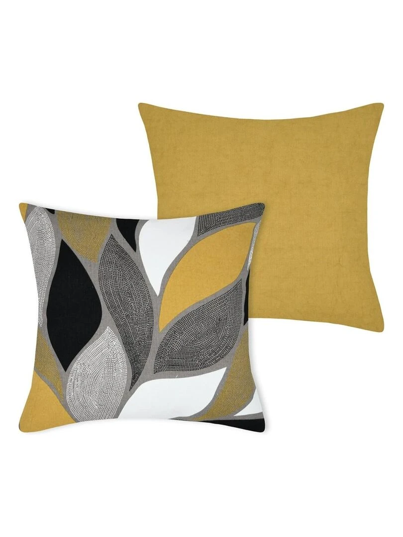 Housse de coussin 40x40 cm Vitani moutarde coton   Moutarde
