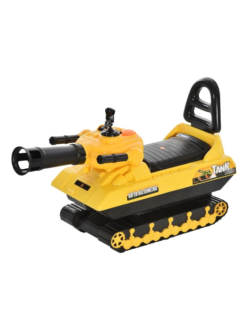 Porteur enfant voiture enfant tank coffre klaxon pistolet à balles jaune Jaune