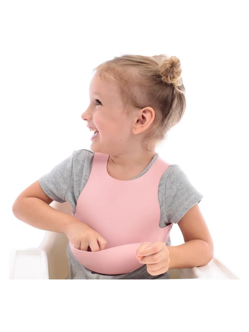 Bavoir récupérateur en silicone Rose