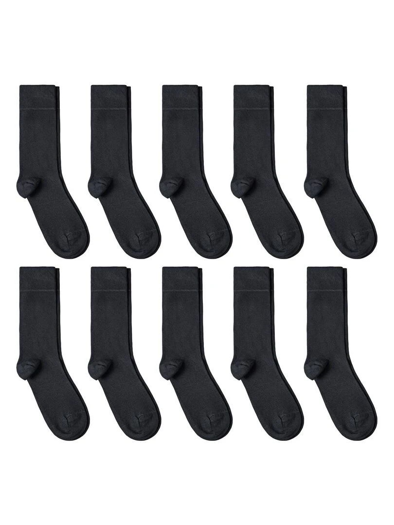 Chaussettes Jersey Coton Lot 10 Paires Fabrication UE gris anthracite