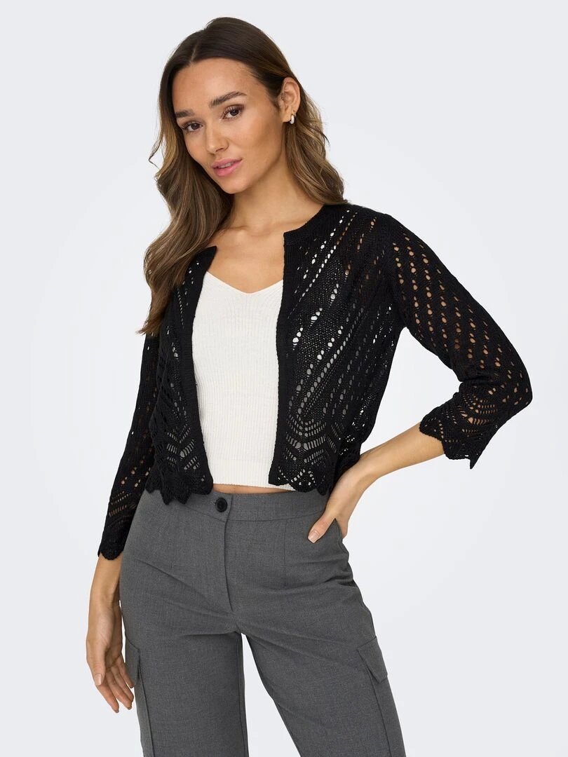Gilet 'JDY' en crochet NOIR