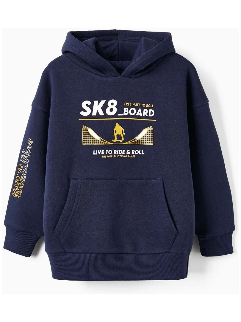 Sweat à capuche en molleton pour garçon 'Skateboard' Skater's’ Dictionary Bleu foncé