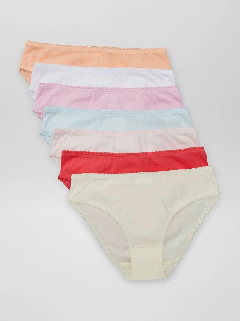 Lot de 7 culottes unies Rose/violet/orange/vert/blanc