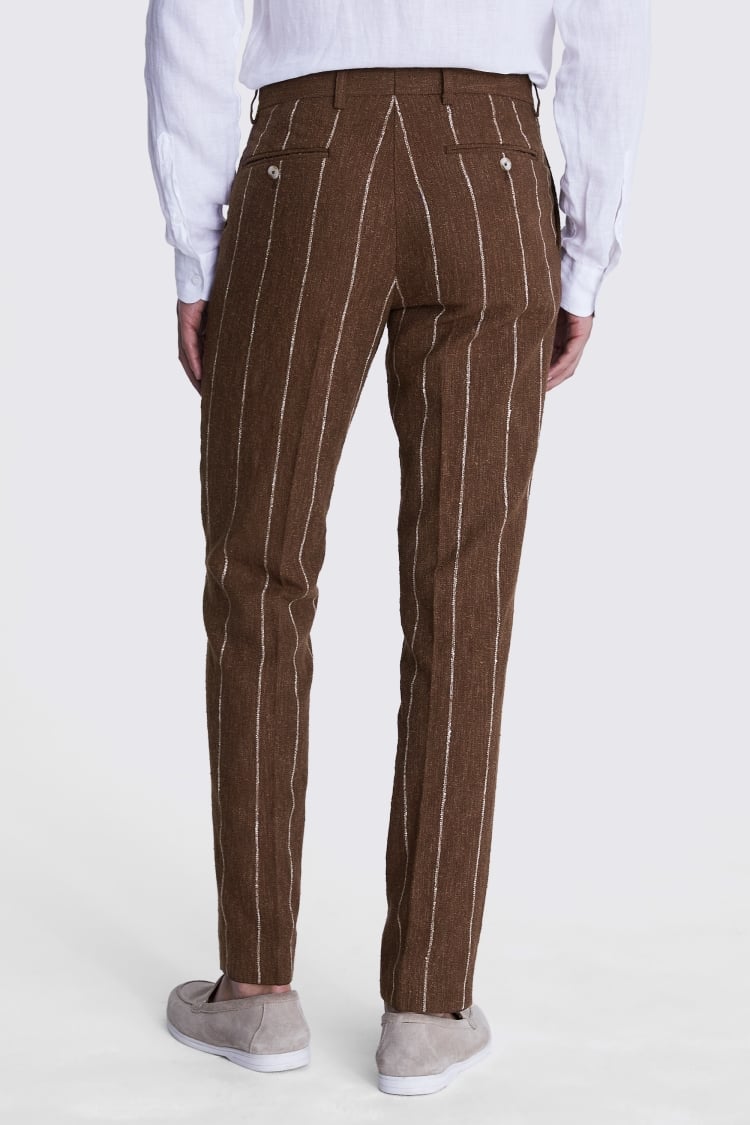 Tailored Fit Rust Linen Trousers   Buy Online at Moss