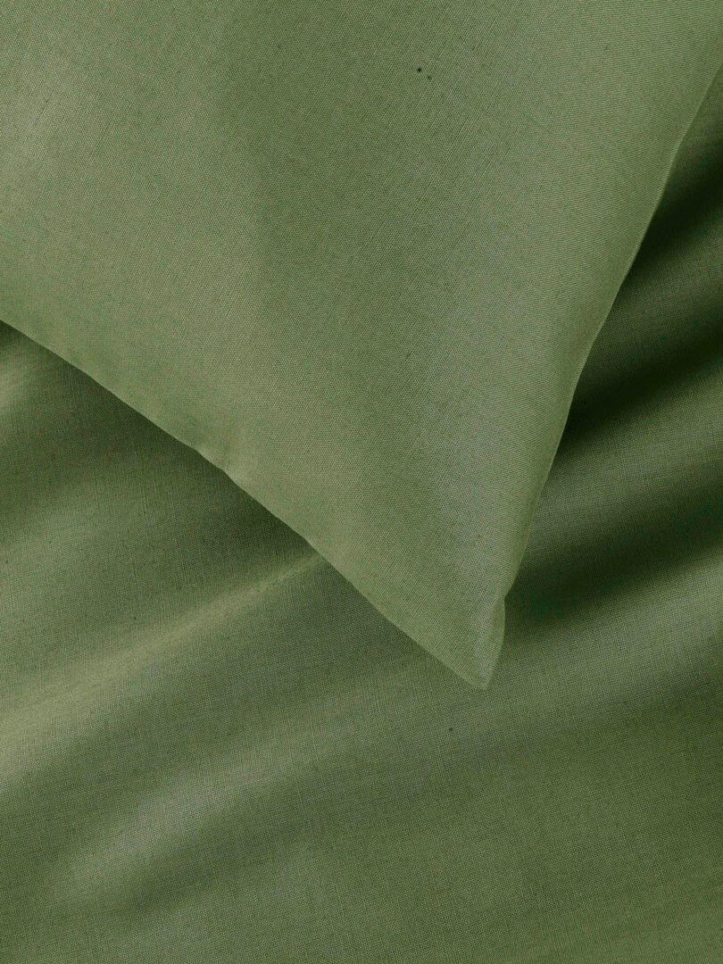 Lot x2 Taies d'oreiller   100% coton Bio   'Ptit Basile'   Vert kaki