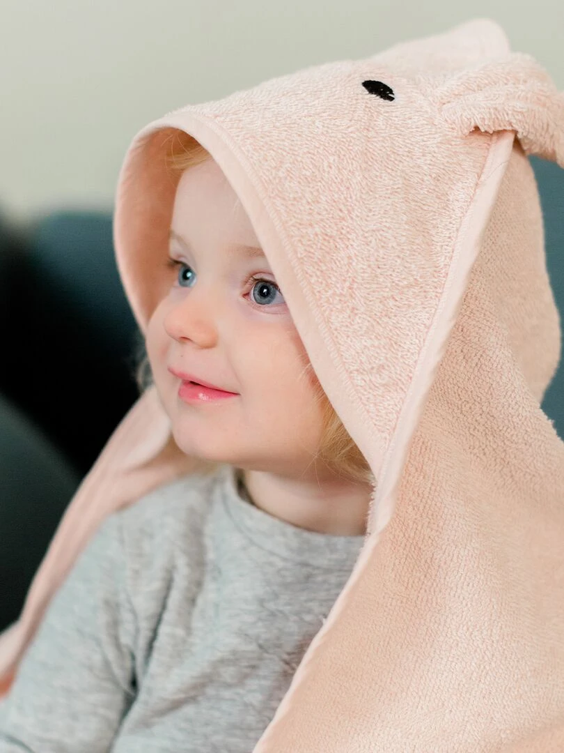 Cape de bain lapin en coton   Rose
