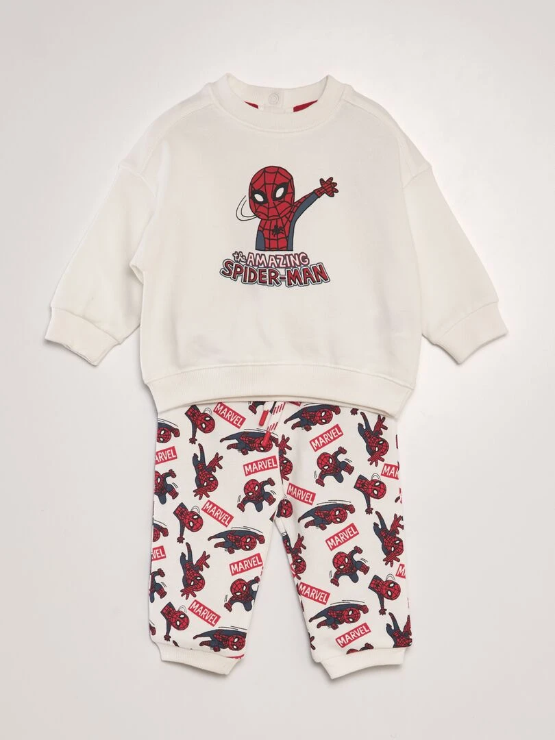 Ensemble jogging 'Spider Man' 'Marvel' sweat + pantalon 2 pièces BLANC