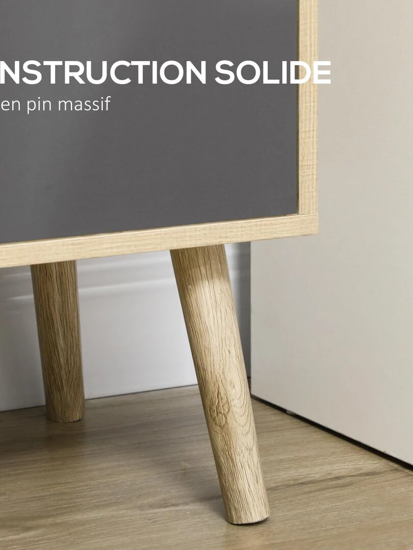 Bibliothèque design   2 portes  6 niches   dim. 80L x 35l x 180H cm   aspect chêne clair gris   Beige