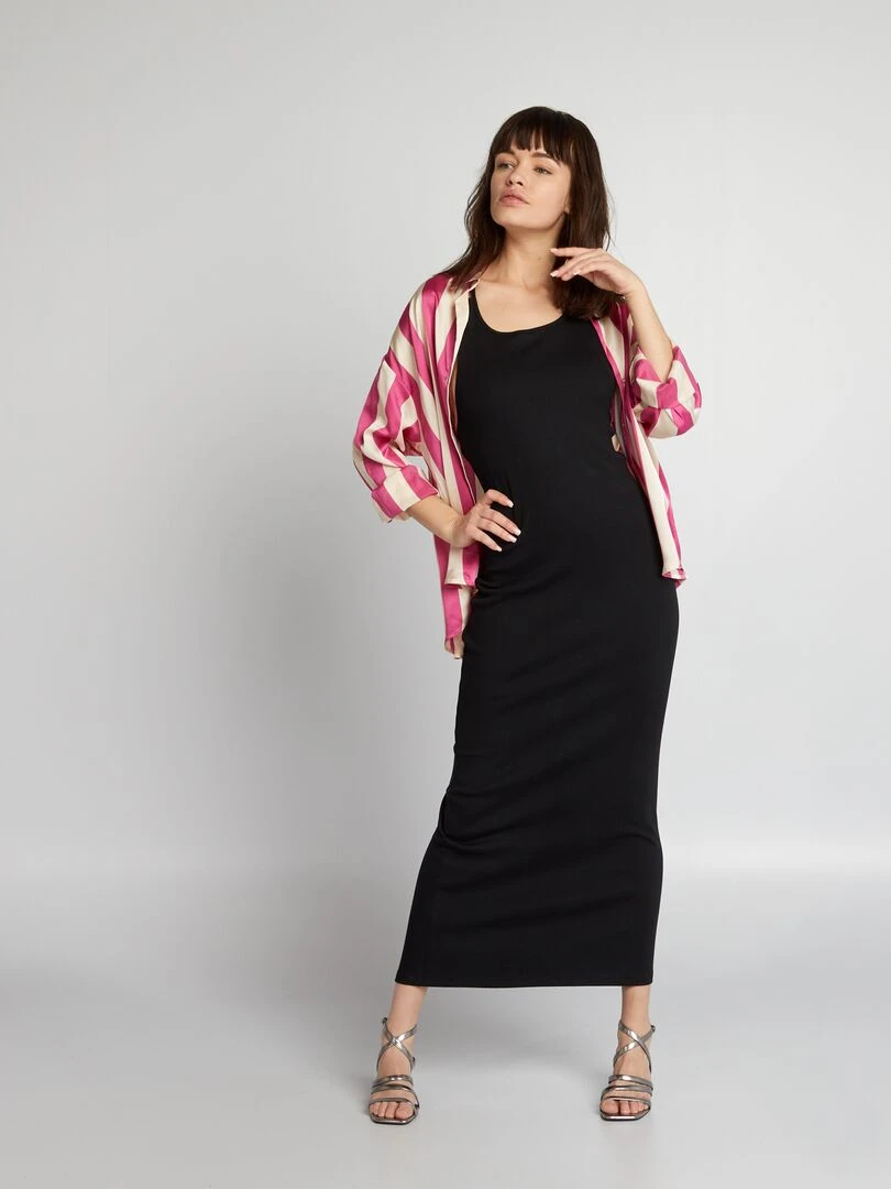 Robe en matière côtelée   noir