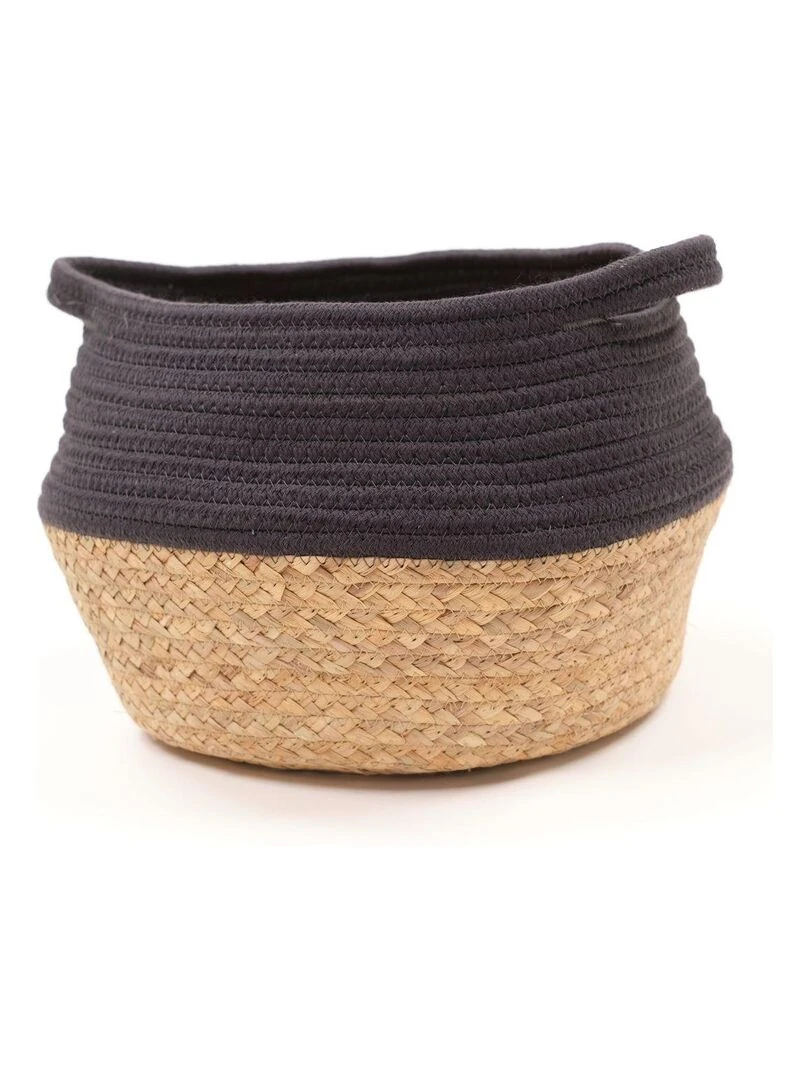 Panier rond tressé 'LA FACTORY' 'TODAY' Gris