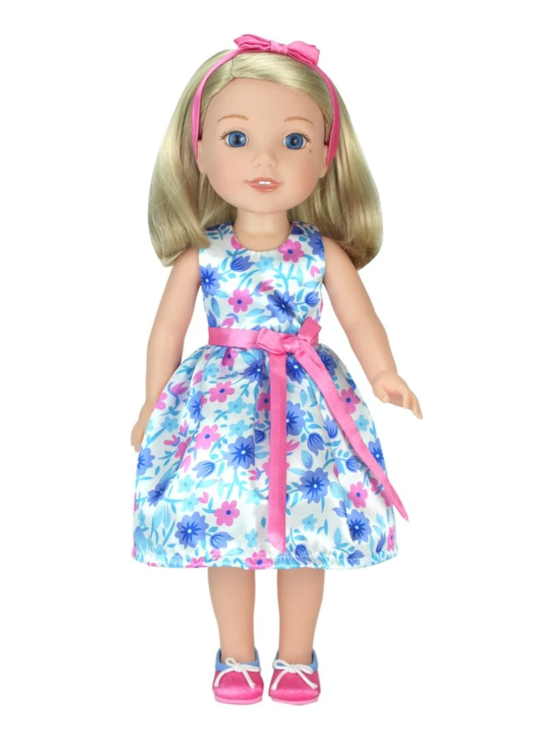 Sophia's Poupée 14 5" Robe de soirée en satin nœud à cheveux et ballerines N/A
