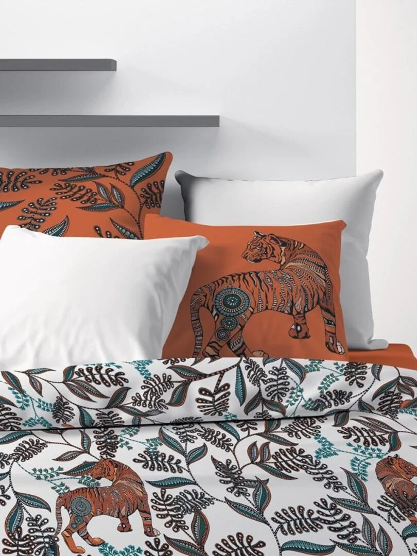 Housse de couette Savane + taie(s) coton 57 fils Blanc