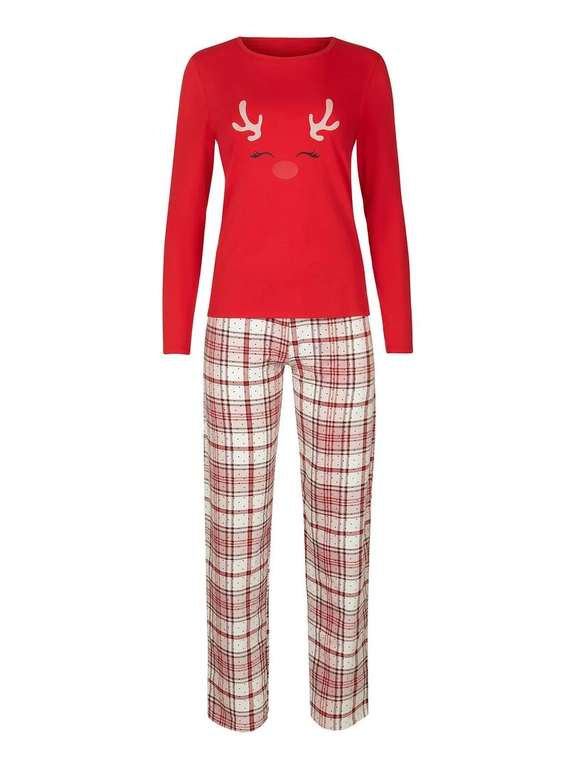 Pyjama pantalon top manches longues Holiday   Rouge