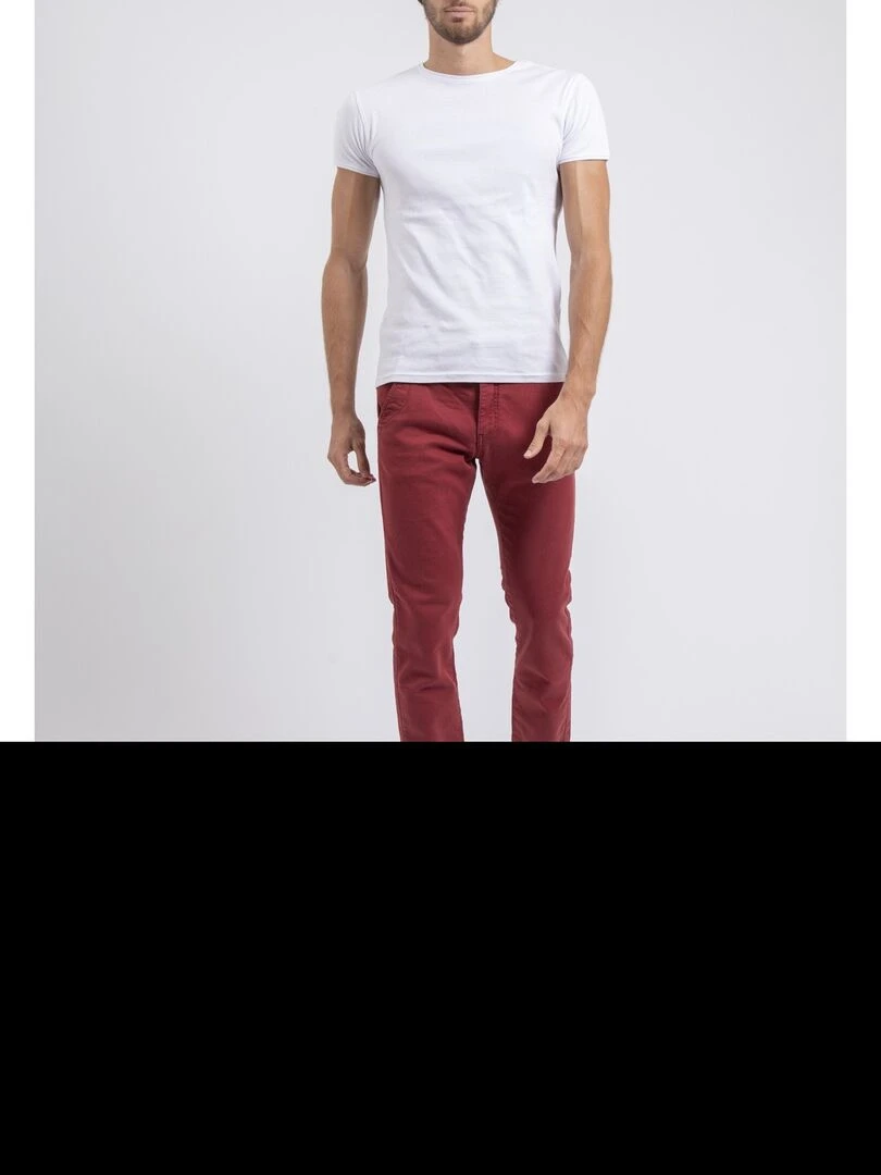Pantalon chino coupe ajustée VALBACOL   Bordeaux