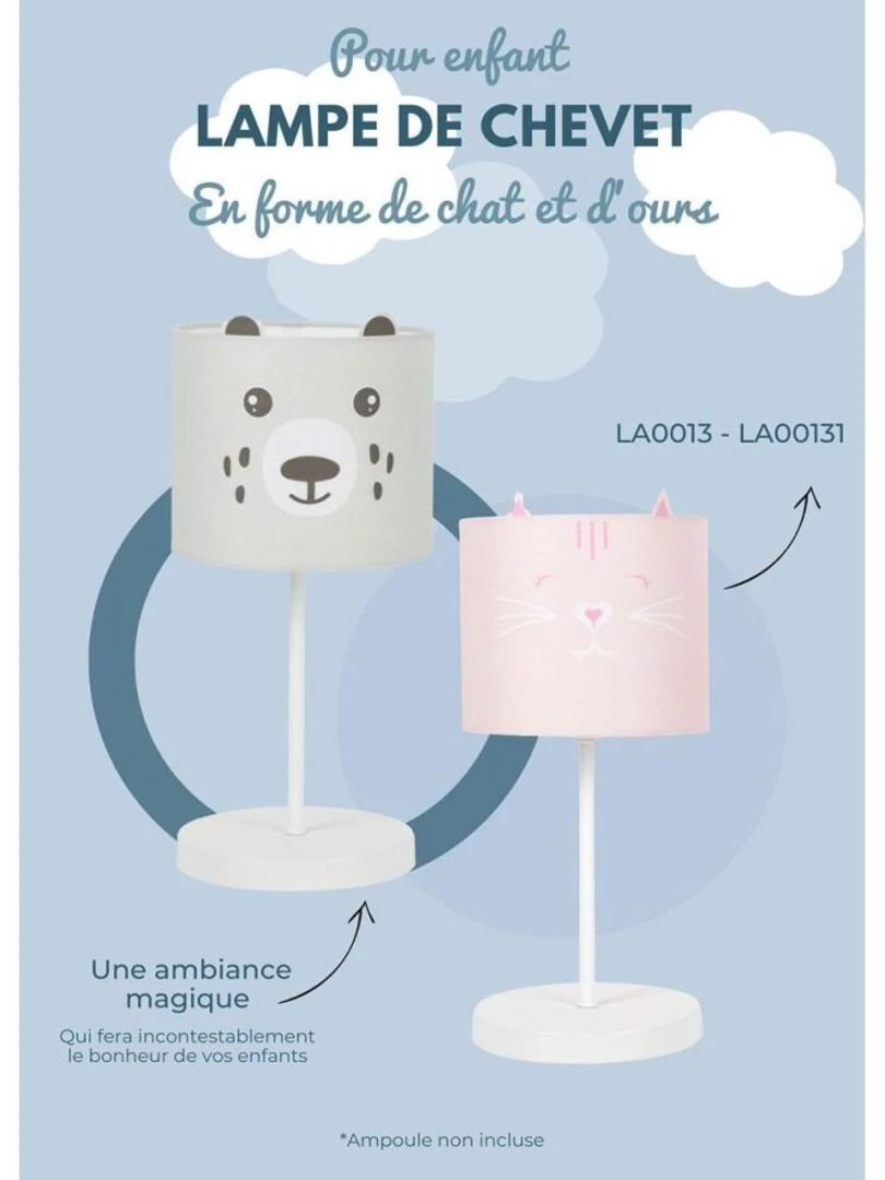Lampe de chevet enfant chat   Rose