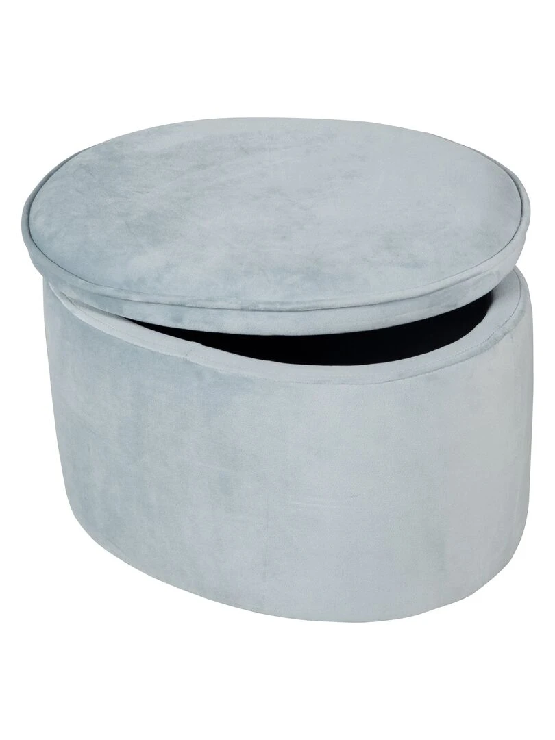 ROBA Tabouret Ovale en Velours pour Chambre Enfant "Lil Sofa" Avec Coffre de Rangement Bleu Clair Bleu clair