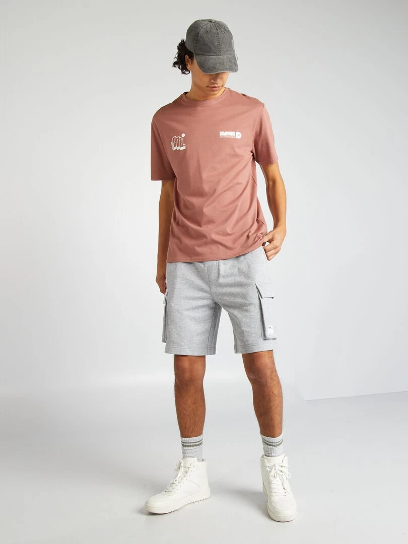 Short en coton multipoche Gris