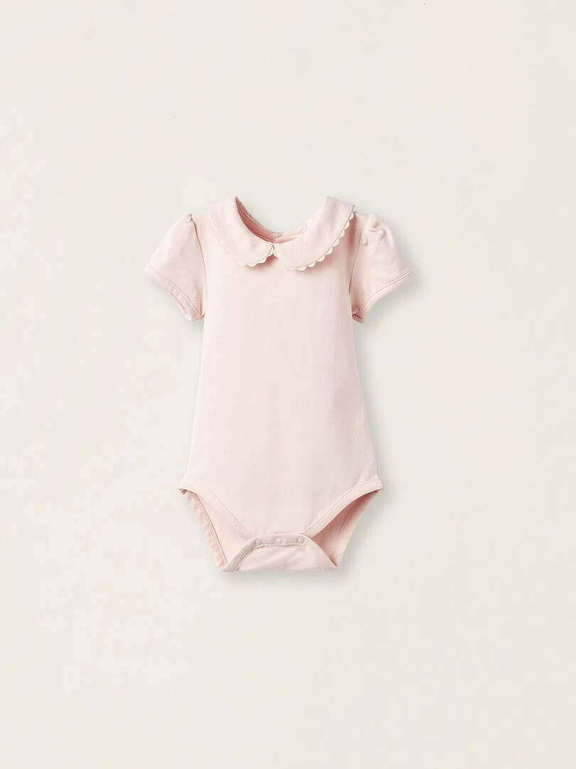 Body à manches courtes en coton pour nouveau né manches courtes ATLANTIC COMPANY Rose clair