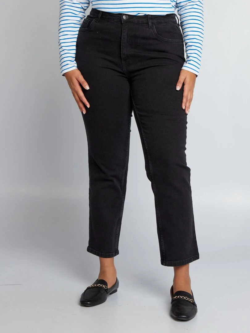 Jean droit avec abrasions   L30   Noir