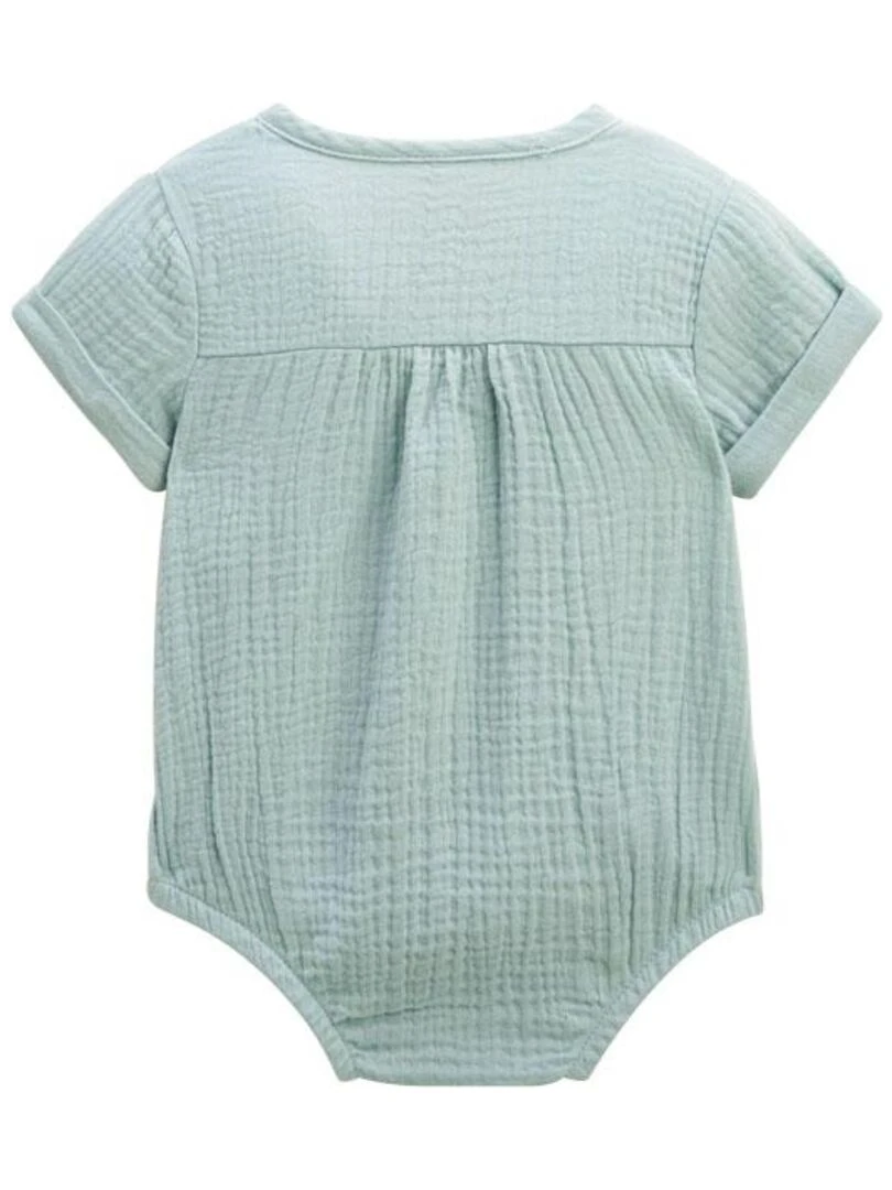 Body bloomer bébé manches courtes bleu ouverture croisée Kimi Bleu