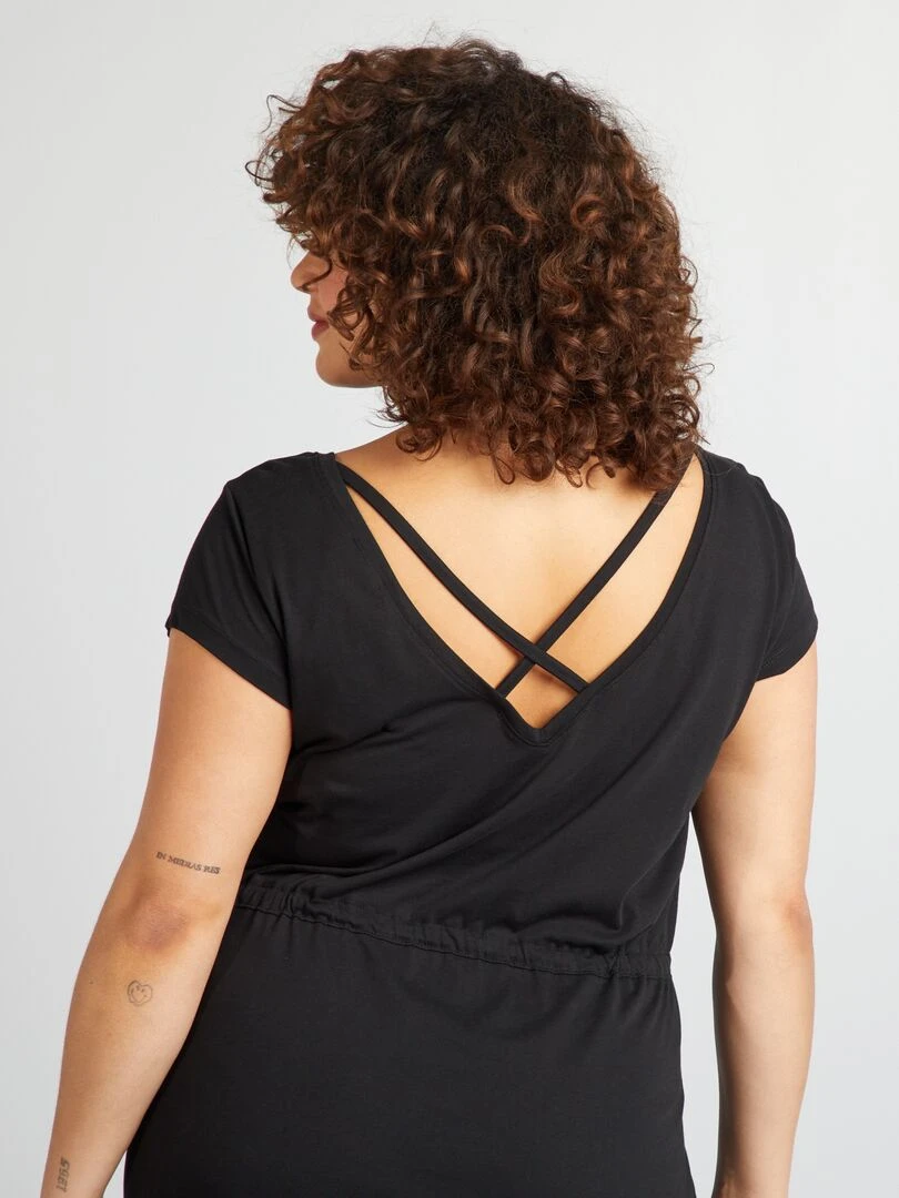 Robe unie croisée au dos 'Only Carmakoma'   noir