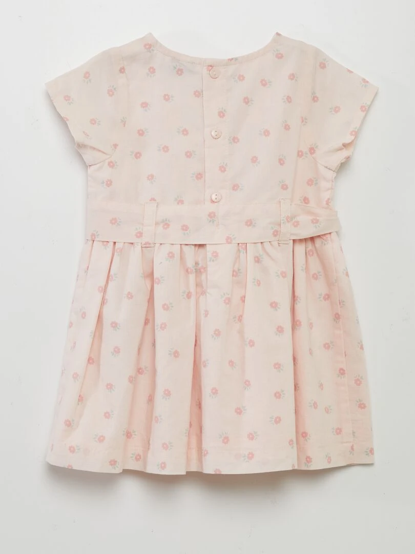 Robe à motifs avec ceinture à nouer Rose
