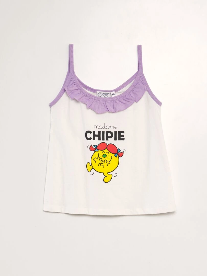 Pyjama court 'madame Chipie'   2 pièces   Blanc