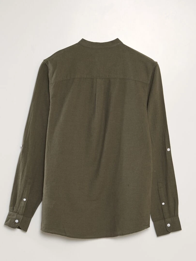 Chemise à col mao Kaki