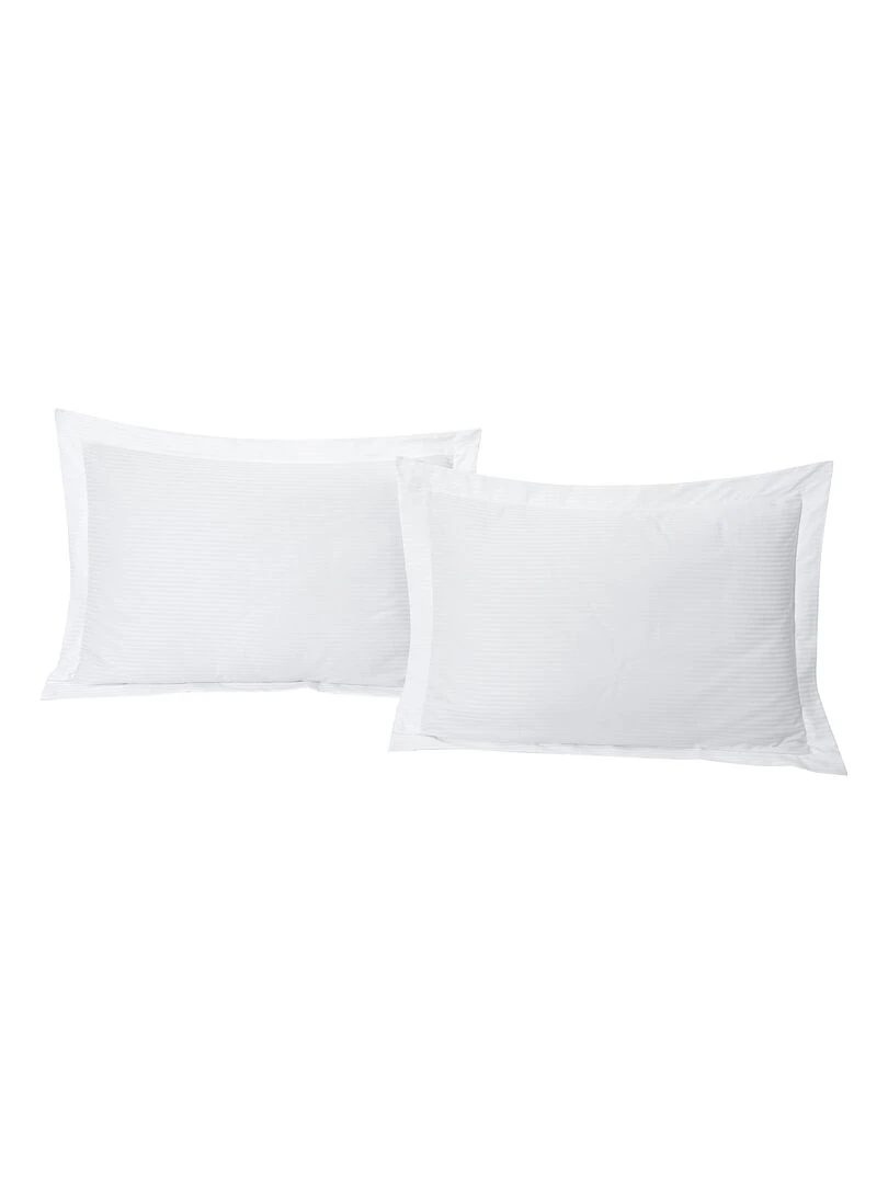 Lot de 2 taies d'oreiller satin de coton rayé Blanc