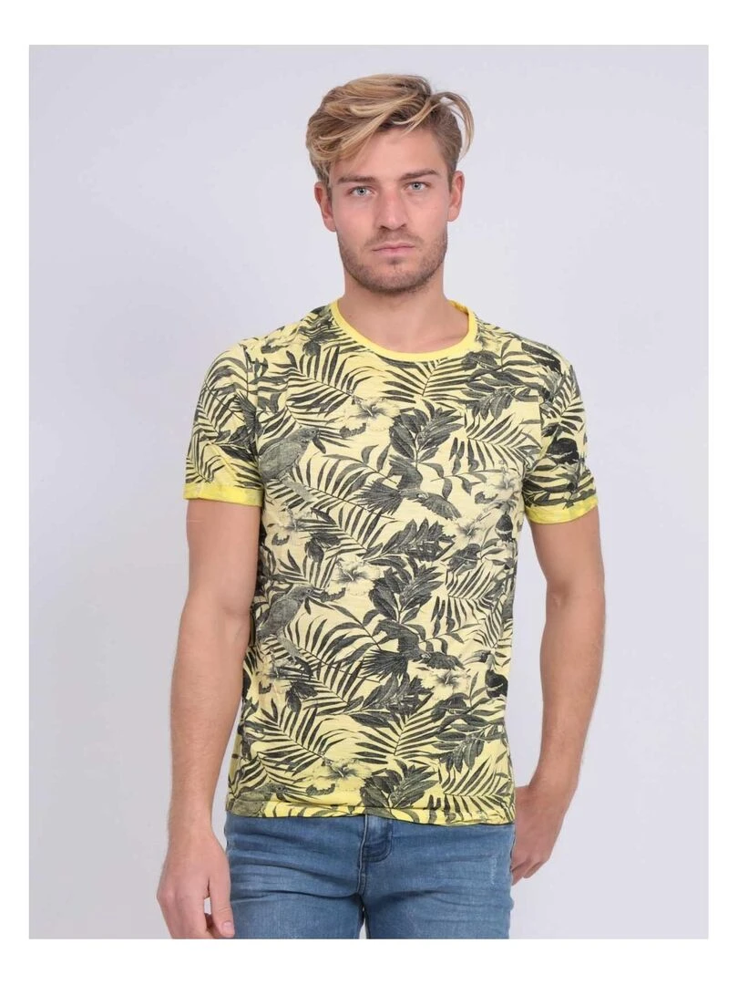 T shirt col rond pur coton NADISON Jaune