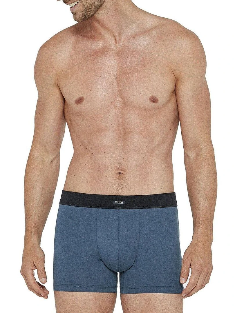 Boxer en coton ceinture tubulaire sans coutures Bleu