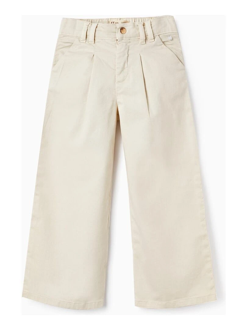 Pantalon en sergé de coton pour fille 'Wide Leg' ATLANTIC COMPANY Beige clair