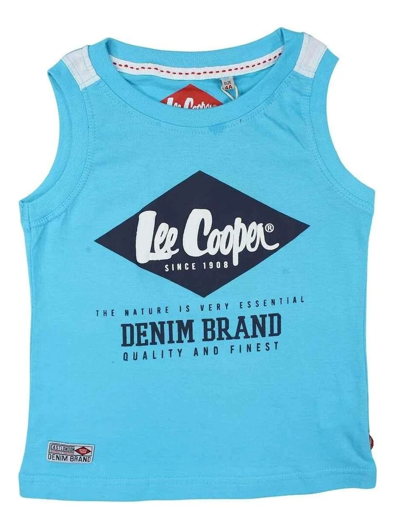 Lee Cooper T shirt garçon imprimé logo en coton Bleu