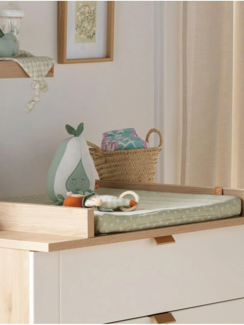 Matelas à langer et serviette en coton   SAUTHON   Vert tilleul