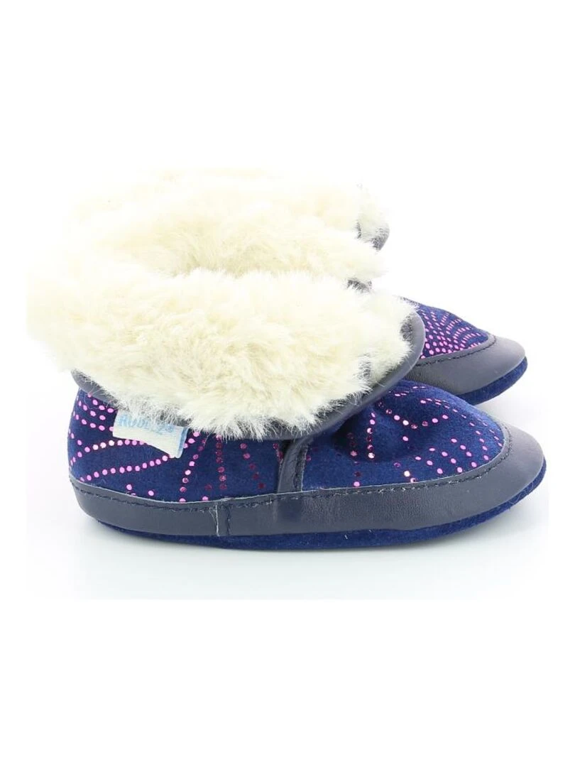 Chaussons Cuir Cosy Boot Bleu marine